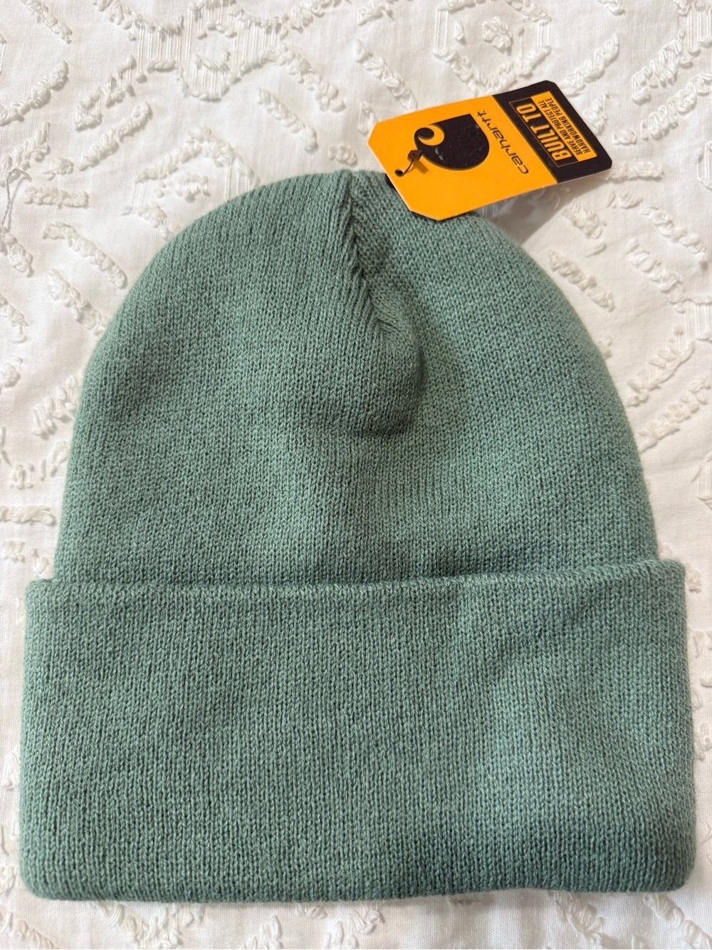Carhartt Knit Beanie Green Slate Shamrock No Luck Needed Patch NWT - Picture 2 of 4